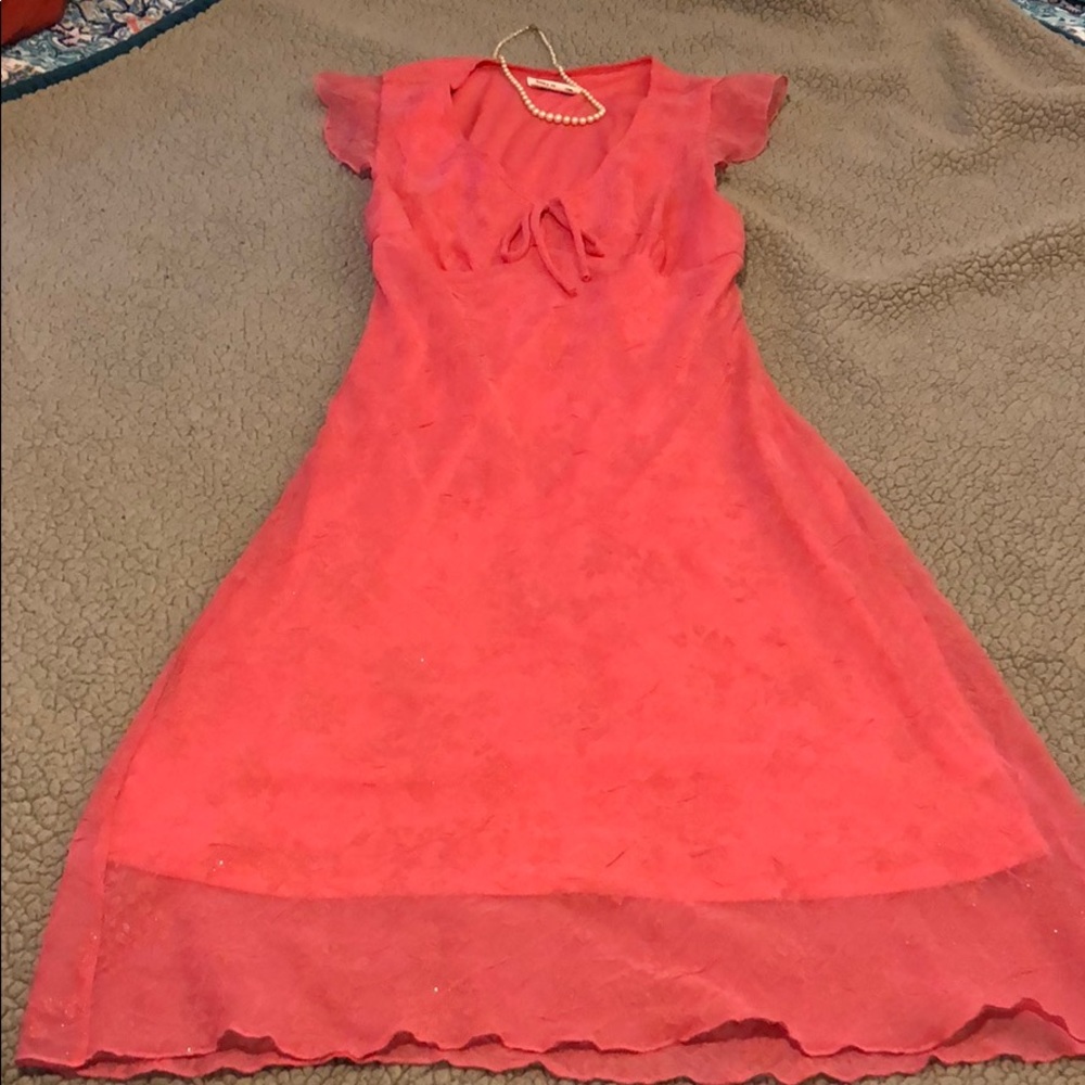 Festive pink sparkly dress with silky underlay